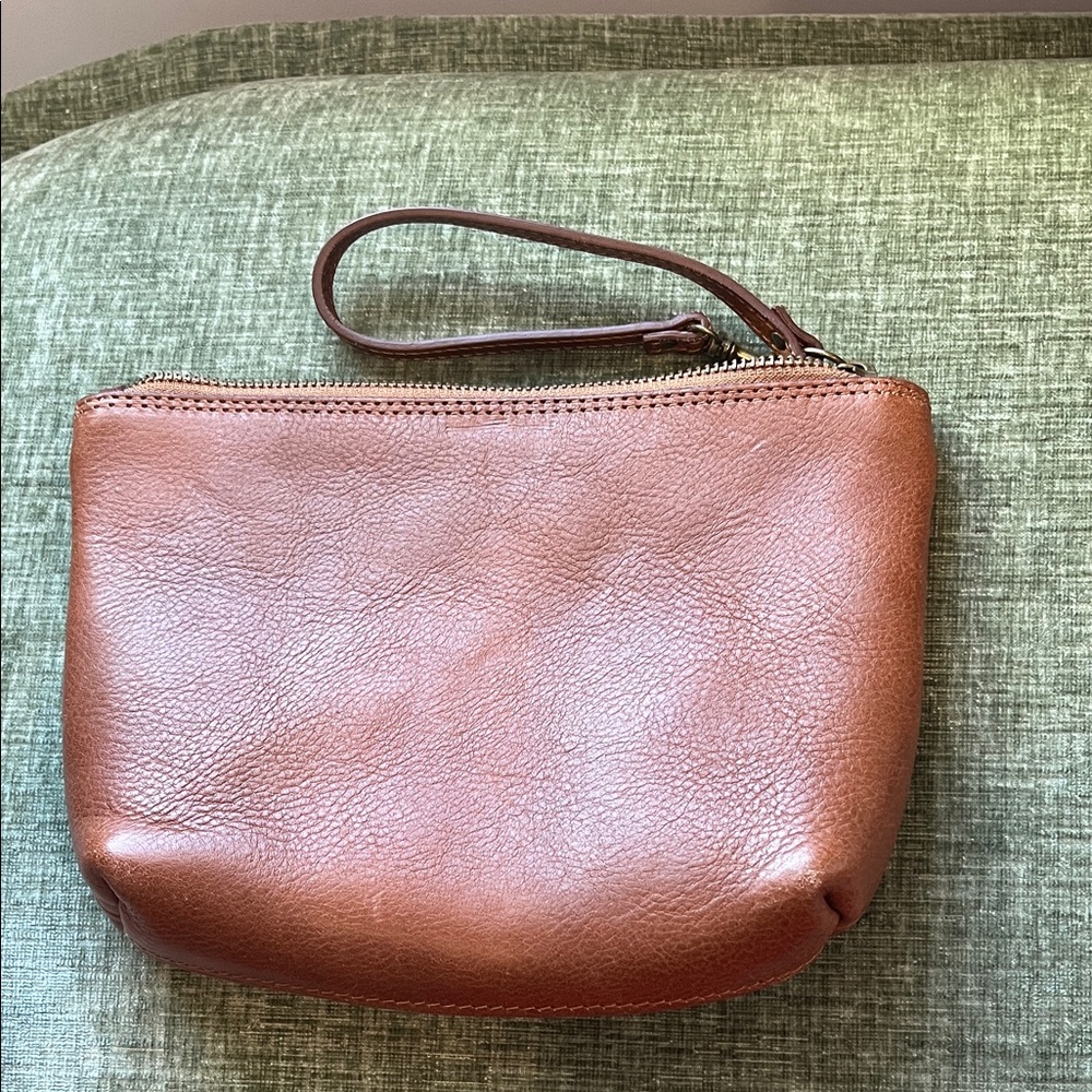 Garnet Hill Brown Leather Wristlet